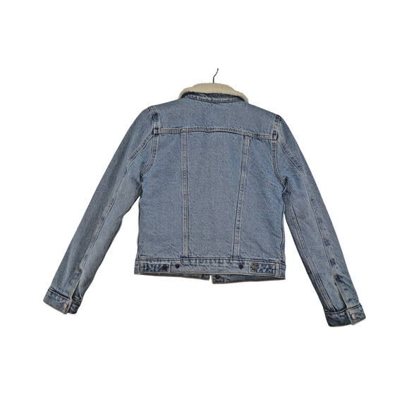 Levi’s Sherpa Lined Denim Trucker Jacket XS Women’s Blue Jean Coat Vintage Look - Picture 2 of 8